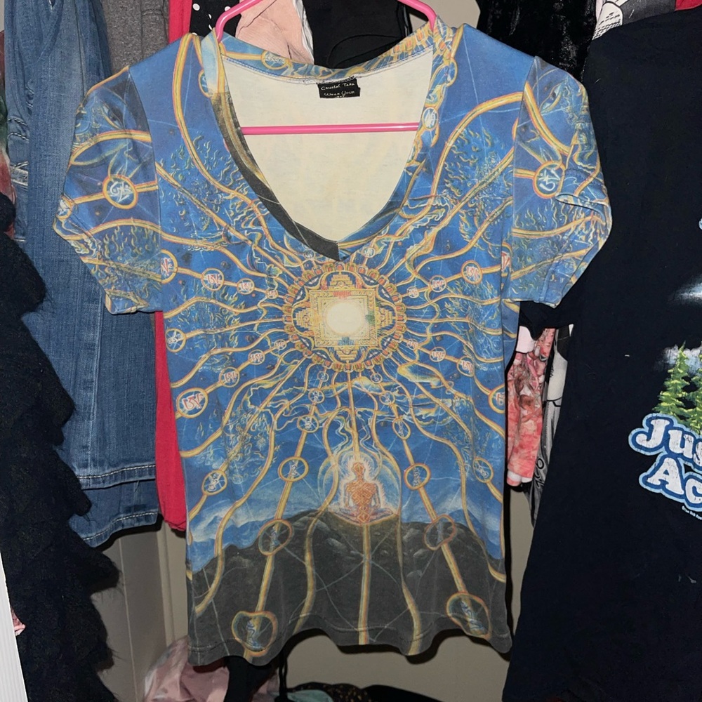 Vintage Alex Grey M Blue Crystal Tara in VisionsT-Shirt - VERY RARE COLLECTORS